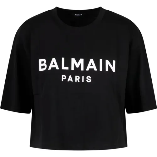 Logo Print Crop T-Shirt,Tops - Balmain - Modalova