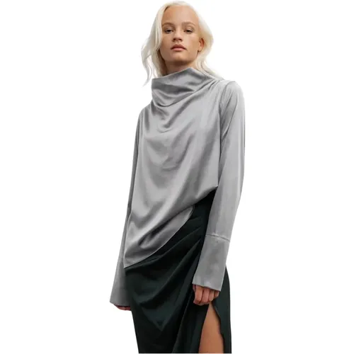 Animi silk blouse silver , Damen, Größe: L - Ahlvar Gallery - Modalova