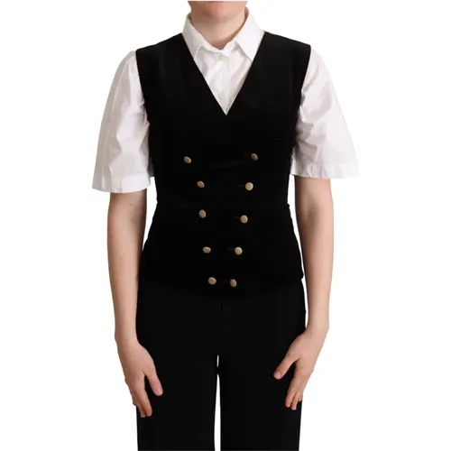 Elegant Velvet Waistcoat Vest , female, Sizes: XS - Dolce & Gabbana - Modalova