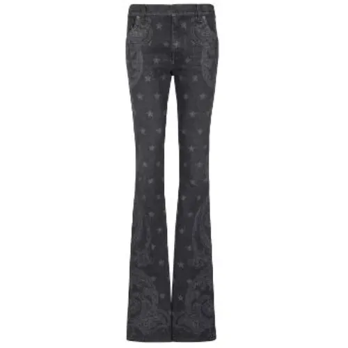 Schwarze Sterne Paisley Print Denim Jeans - Balmain - Modalova