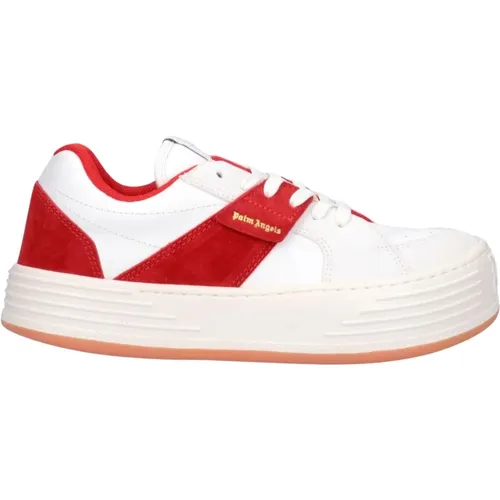Red Leather Sneakers Elevate Style , male, Sizes: 7 UK, 9 UK, 6 UK - Palm Angels - Modalova