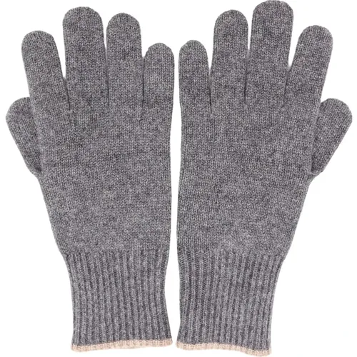 Cashmere Ribbed Cuff Gloves Grey , male, Sizes: M, L - BRUNELLO CUCINELLI - Modalova