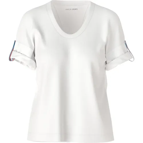 Cottonstretch und Webstoff T-Shirt , Damen, Größe: M - Marc Cain - Modalova