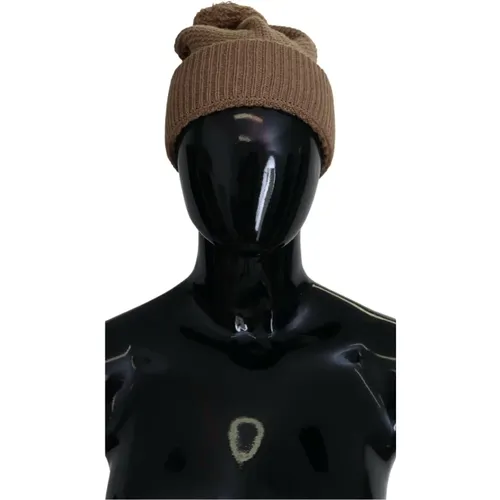 Knitted Fur Ball Winter Beanie Hat , female, Sizes: ONE SIZE - Dolce & Gabbana - Modalova