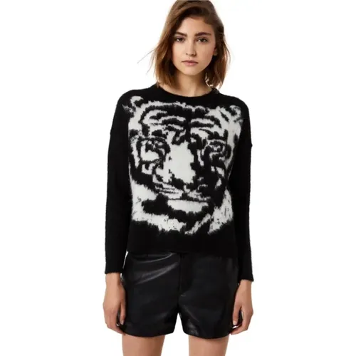 Weicher Pullover mit Tigerdruck , Damen, Größe: S - Liu Jo - Modalova