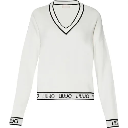 Weißer Pullover Moderner Chic-Stil , Damen, Größe: S - Liu Jo - Modalova