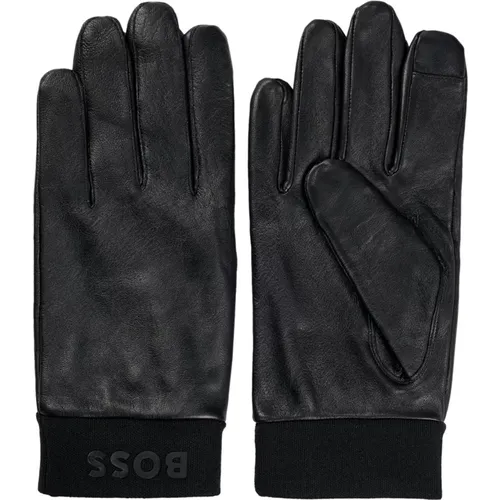 Mens Leather Gloves with Touchscreen Functionality , male, Sizes: 8 IN, 10 IN - Hugo Boss - Modalova