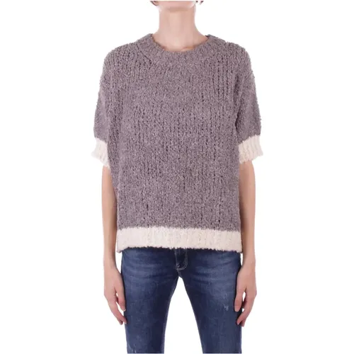 Beiger Pullover mit Bestickten Details , Damen, Größe: M - H2O - Modalova