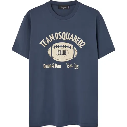 Blau bedrucktes Herrenhemd , Herren, Größe: XL - Dsquared2 - Modalova