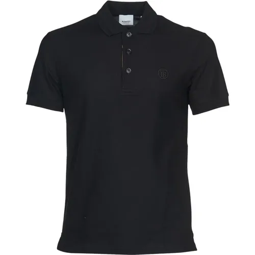 Schwarzes Baumwoll-Poloshirt , Herren, Größe: L - Burberry - Modalova