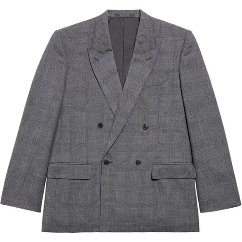 Wool Plaid Check Jacket , male, Sizes: S - Balenciaga - Modalova