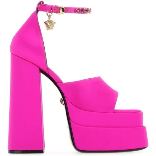 Fuchsia Satin Aevitas Sandalen , Damen, Größe: 36 1/2 EU - Versace - Modalova