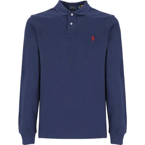 Blaues Baumwoll-Poloshirt mit Iconic Pony Stickerei , Herren, Größe: L - Ralph Lauren - Modalova