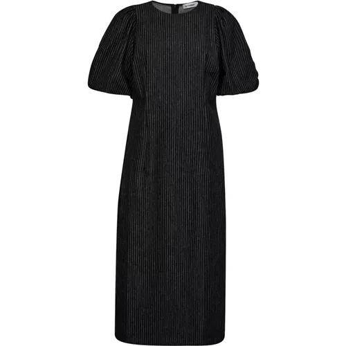 Denim Pin Puff Kleid mit Gestreiftem Print , Damen, Größe: XS - Co'Couture - Modalova
