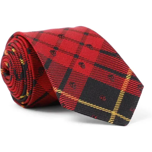 Rot Schwarzes Tartan Krawatte - alexander mcqueen - Modalova