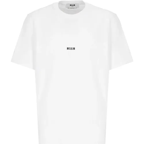 Weiße Baumwoll-T-Shirt mit Logo,Logo-Print Weißes T-Shirt - Msgm - Modalova