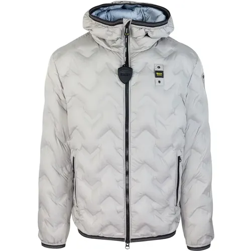 Grey Padded Jacket with Hood , male, Sizes: M, L - Blauer - Modalova