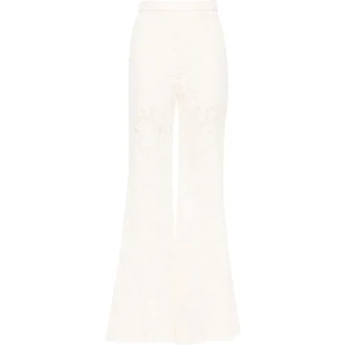 Ivory Lace Wide Leg Trousers , female, Sizes: M - Zimmermann - Modalova