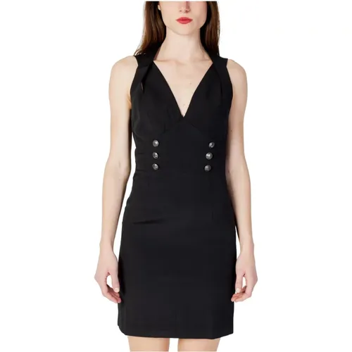Ärmelloses Kleid mit tiefem V-Ausschnitt in Schwarz , Damen, Größe: L - Guess - Modalova