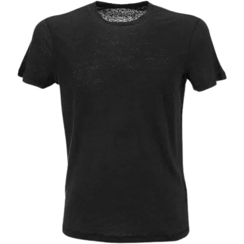 Short-sleeved slim-fit creweck T-shirt , male, Sizes: M, S, L - majestic filatures - Modalova