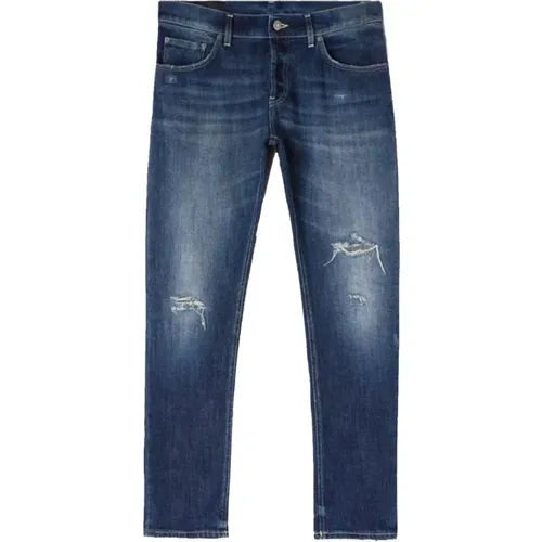 Slim Fit Blaue Stretch-Denim-Jeans , Herren, Größe: W33 - Dondup - Modalova