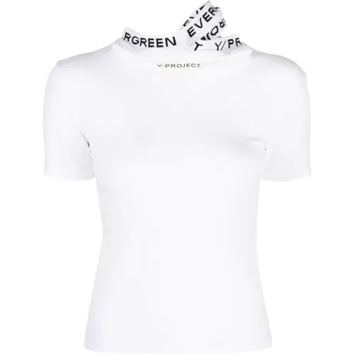 Weiße Enganliegendes T-Shirt mit Drei Kragen , Damen, Größe: S - Y/Project - Modalova
