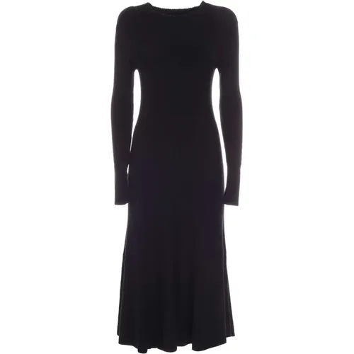 Geripptes Wollmischung Plissiertes Midi-Kleid , Damen, Größe: M - DKNY - Modalova