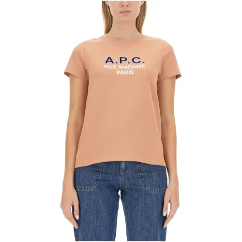 T-Shirt mit Logo-Print , Damen, Größe: L - A.P.C. - Modalova