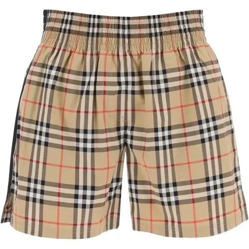 Check Shorts with Elastic Waistband , female, Sizes: 3XS, 4XS, 2XS - Burberry - Modalova