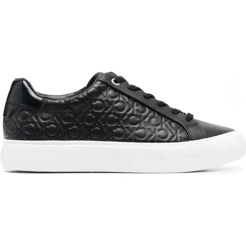 Leather Lace-Up Trainers , female, Sizes: 4 UK, 8 UK, 5 UK, 7 UK, 3 UK - Calvin Klein - Modalova