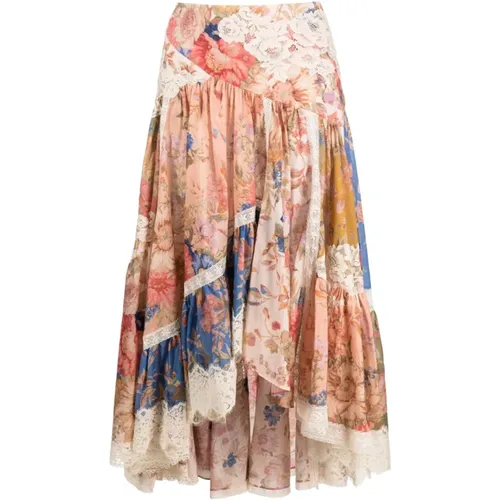 Floral Print High-Waisted Skirt , female, Sizes: M, XS - Zimmermann - Modalova