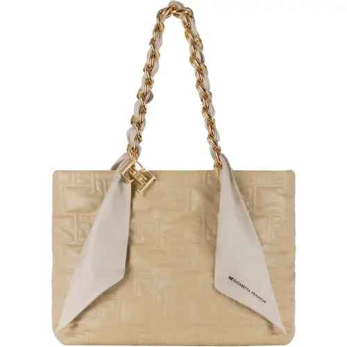 Quilted Chain Handle Shopper Bag , female, Sizes: ONE SIZE - Elisabetta Franchi - Modalova