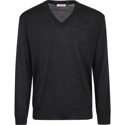 Signature V-Neck Wool Sweater , male, Sizes: M, S, L - Valentino Garavani - Modalova