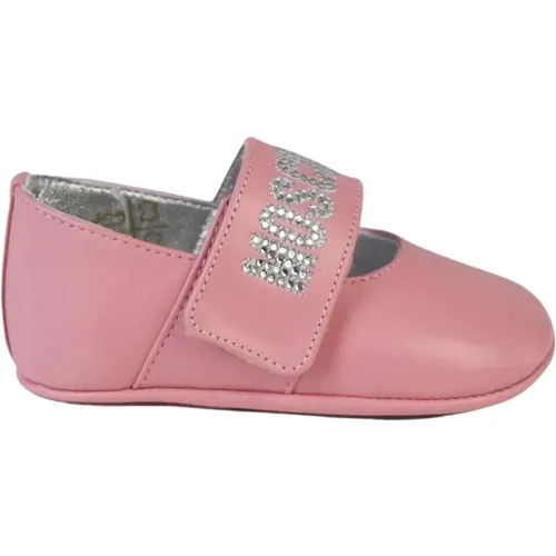 Rosa Ballerina Flats mit Silber Strass - Moschino - Modalova