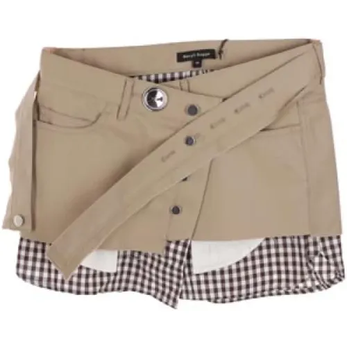 Cotton Skirt with Checkered Insert , female, Sizes: M - Meryll Rogge - Modalova
