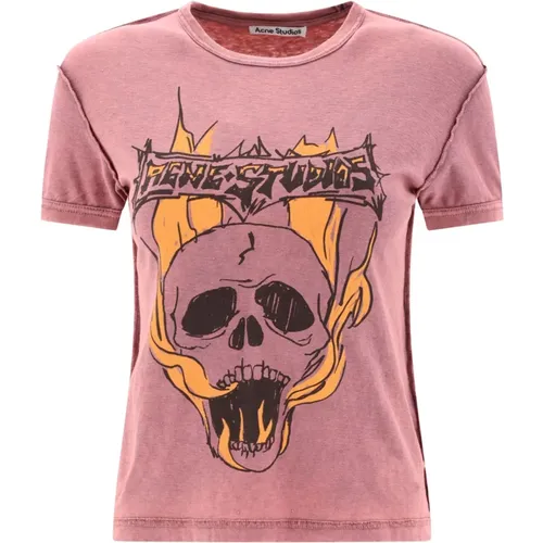 Mauve Pink Stylish T-shirt , female, Sizes: M - Acne Studios - Modalova