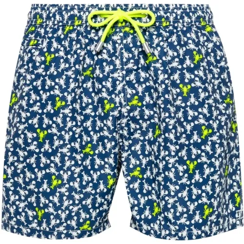 Blue Lobster Print Swim Shorts , male, Sizes: M - MC2 Saint Barth - Modalova