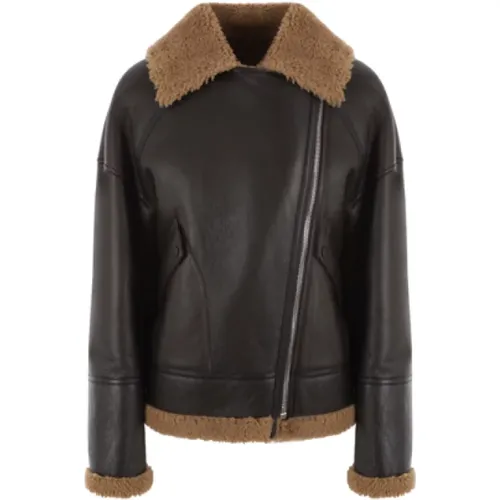 Brown Shearling Coat with Zipper , female, Sizes: M - Yves Salomon - Modalova