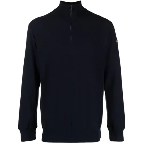 Cotton sweater with zip , male, Sizes: L - PAUL & SHARK - Modalova