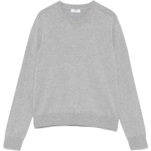 Grauer Melange Woll-Seiden Pullover , Damen, Größe: L - PESERICO - Modalova