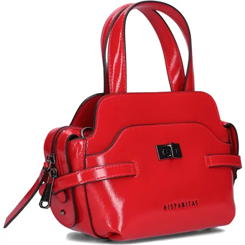 Rote Leder Damenhandtasche Modell Bi243533 , Damen, Größe: ONE Size - Hispanitas - Modalova