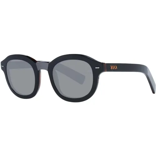 Klassische runde Sonnenbrille mit grauen Gläsern - Ermenegildo Zegna - Modalova