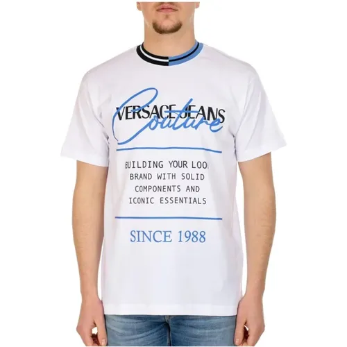 Weißes Logo T-Shirt für Männer , Herren, Größe: S - Versace Jeans Couture - Modalova