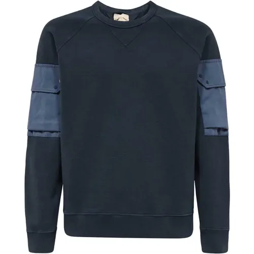 Baumwoll-Sweatshirt mit Rippbündchen , Herren, Größe: S - Ten C - Modalova