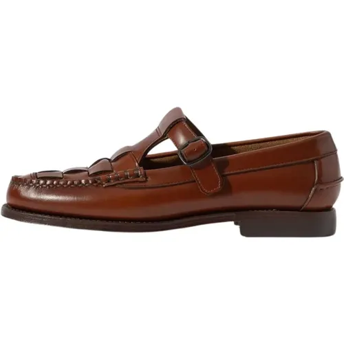 Braune flache Schuhe mit gewebtem Muster , Damen, Größe: 40 EU - Hereu - Modalova