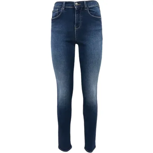 Skinny Fit Denim Jeans mit Lederlogo - Emporio Armani - Modalova