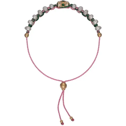 Orishas Armband mit grünem und rosa Band - Dorothée Sausset - Modalova