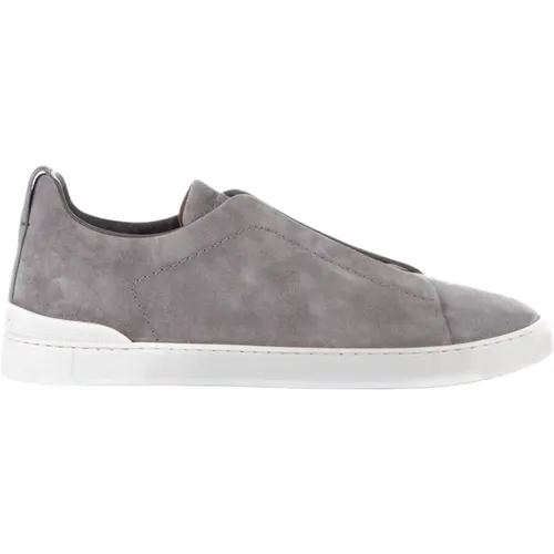 Light Grey Triple Stitch Low Top Sneakers , male, Sizes: 10 UK, 8 UK, 8 1/2 UK, 7 UK, 9 1/2 UK - Ermenegildo Zegna - Modalova