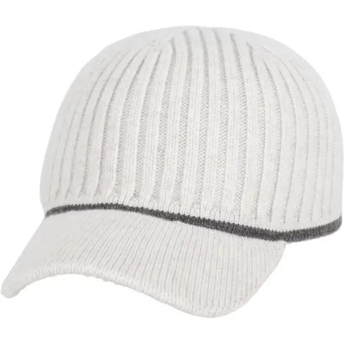 Ivory Knitted Baseball Cap with Brass Detail , female, Sizes: M, S - BRUNELLO CUCINELLI - Modalova