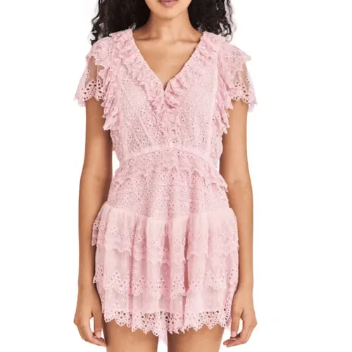 Elegant Lace V-Neck Mini Dress , female, Sizes: M, S - Loveshackfancy - Modalova